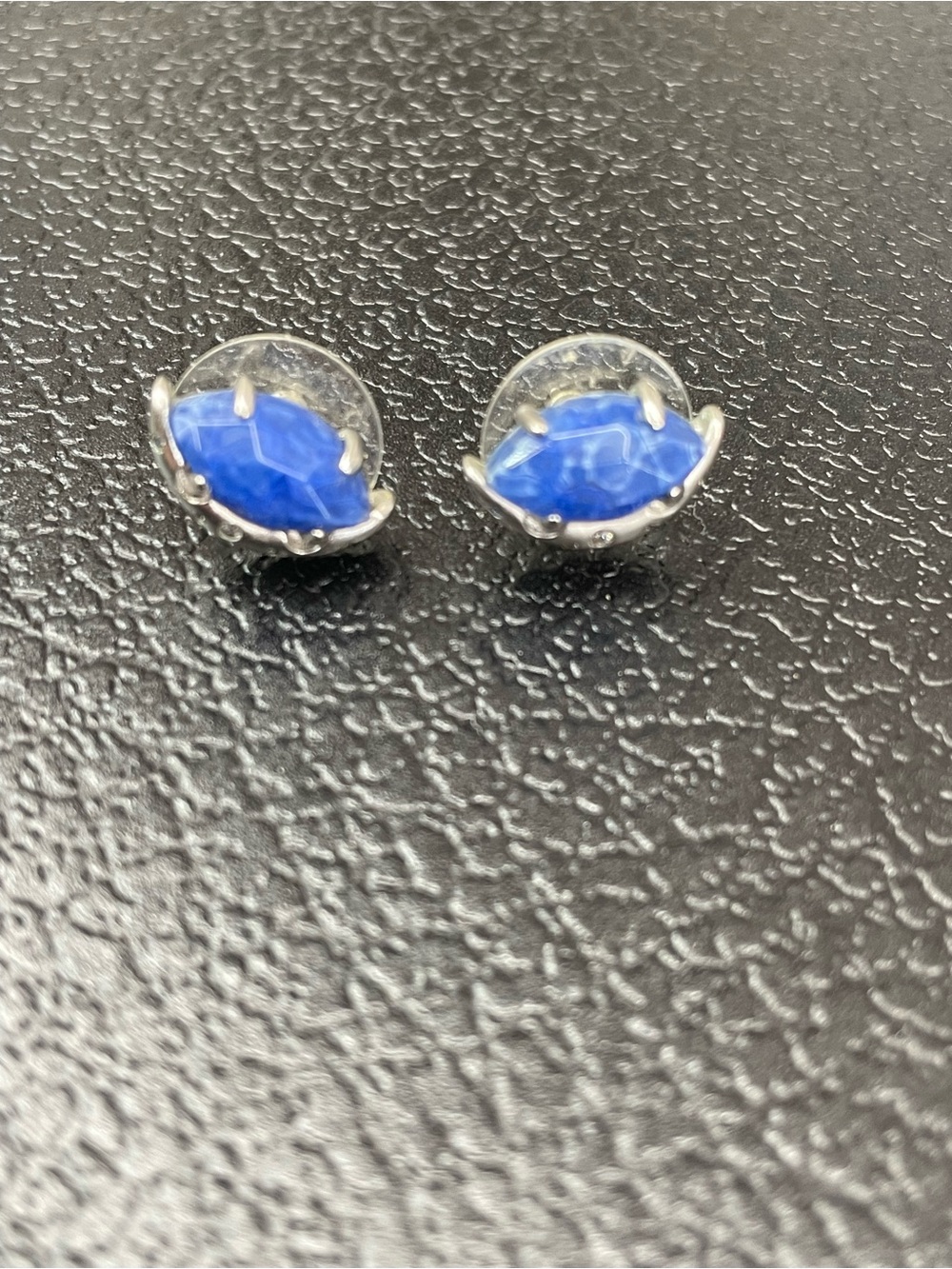 Kendra Scott Royal Blue Faceted Stone Stud Earrings - Silver
